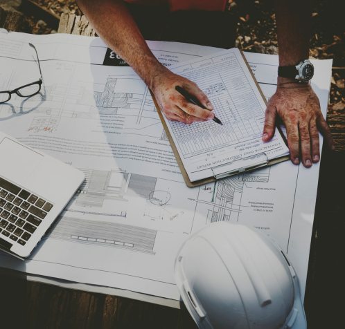 overhead view construction oe laptop